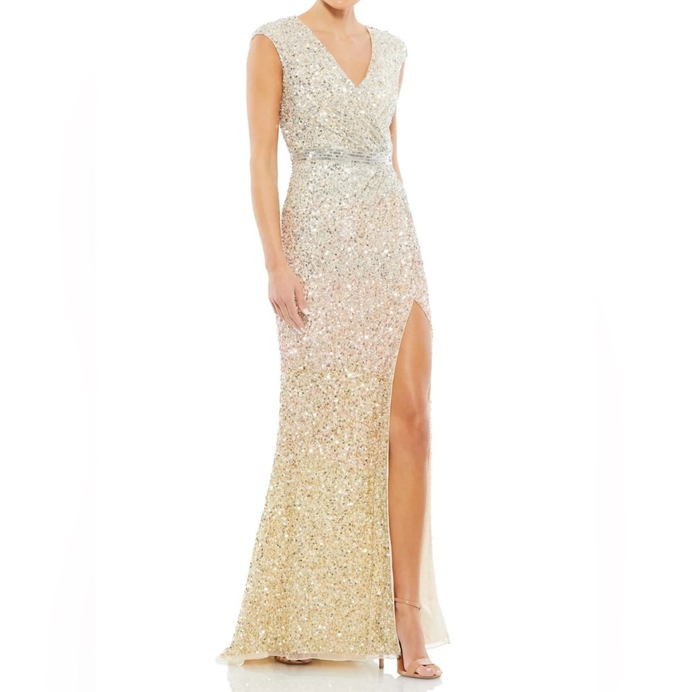 Mac Duggal Gold and Silver Sequin Gown